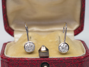 1CTW BEZEL SET DANGLE DIAMOND  EARRINGS - SinCityFinds Jewelry