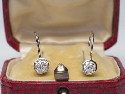 1CTW BEZEL SET DANGLE DIAMOND  EARRINGS - SinCityFinds Jewelry