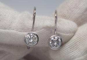 1CTW BEZEL SET DANGLE DIAMOND  EARRINGS - SinCityFinds Jewelry