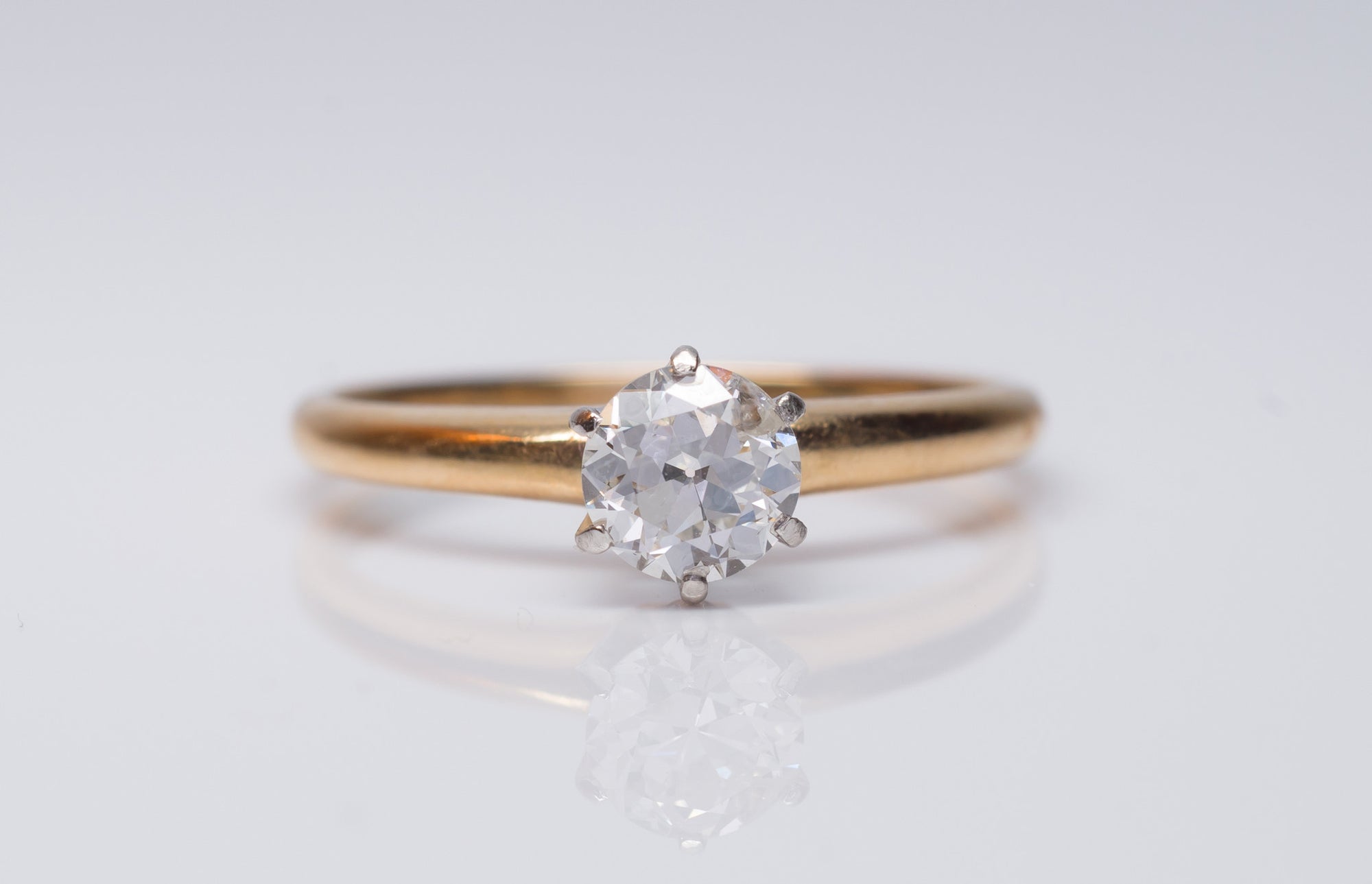 OLD EUROPEAN CUT DIAMOND SOLITAIRE IN WHITE GOLD - SinCityFinds Jewelry