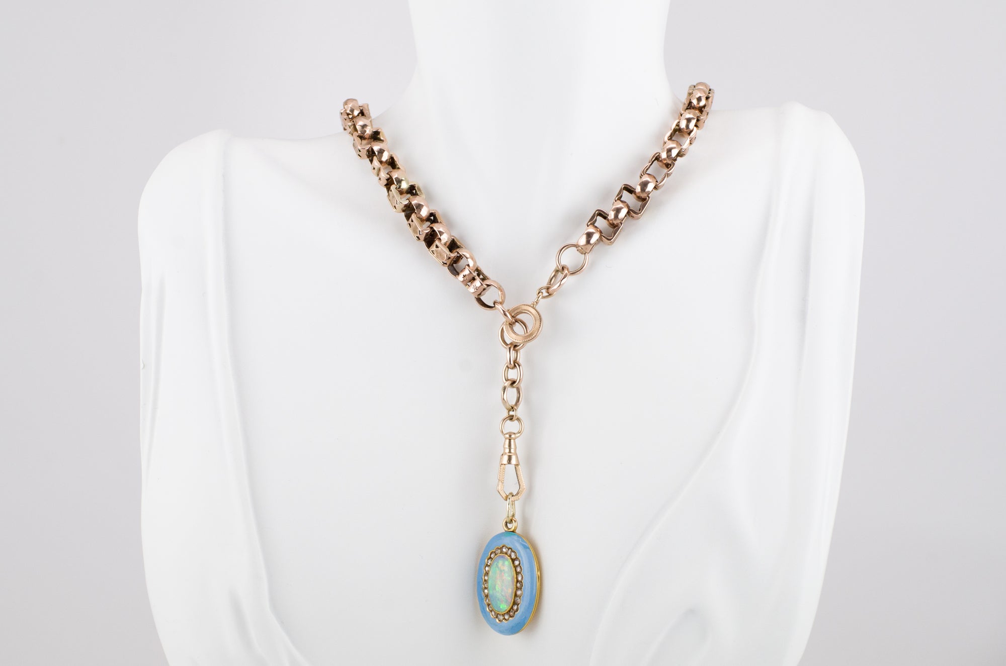 VICTORIAN 17.25IN WATCH CHAIN NECKLACE 14K GOLD - SinCityFinds Jewelry
