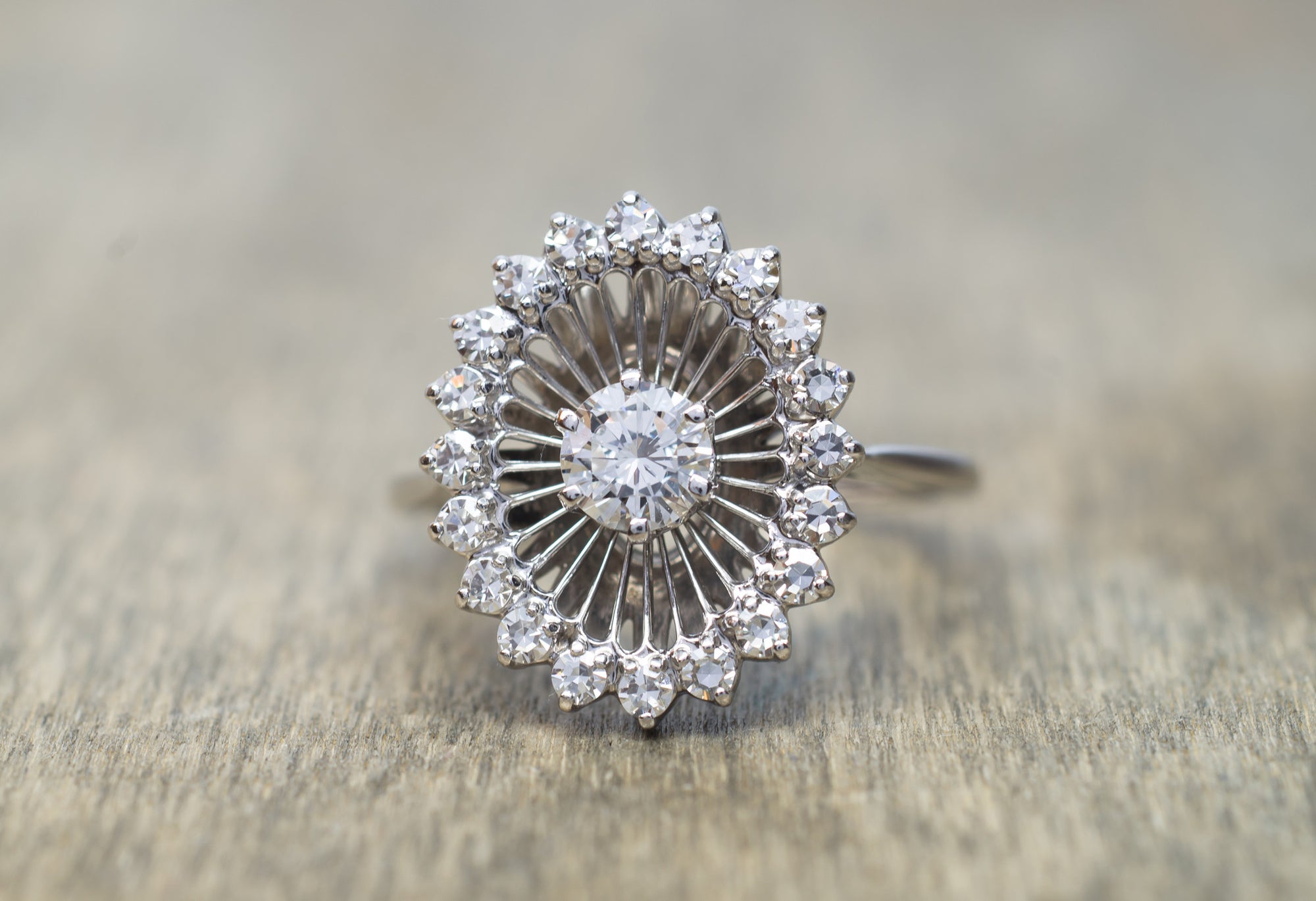 VINTAGE JABEL WHITE GOLD DIAMOND COCKTAIL RING - SinCityFinds Jewelry