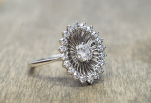 VINTAGE JABEL WHITE GOLD DIAMOND COCKTAIL RING - SinCityFinds Jewelry