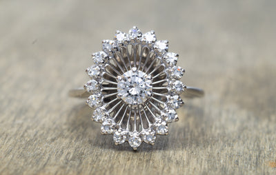 VINTAGE JABEL WHITE GOLD DIAMOND COCKTAIL RING - SinCityFinds Jewelry