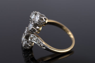 1.25CTW PLATINUM OVER GOLD ANTIQUE TOI ET MOI DIAMOND RING - SinCityFinds Jewelry