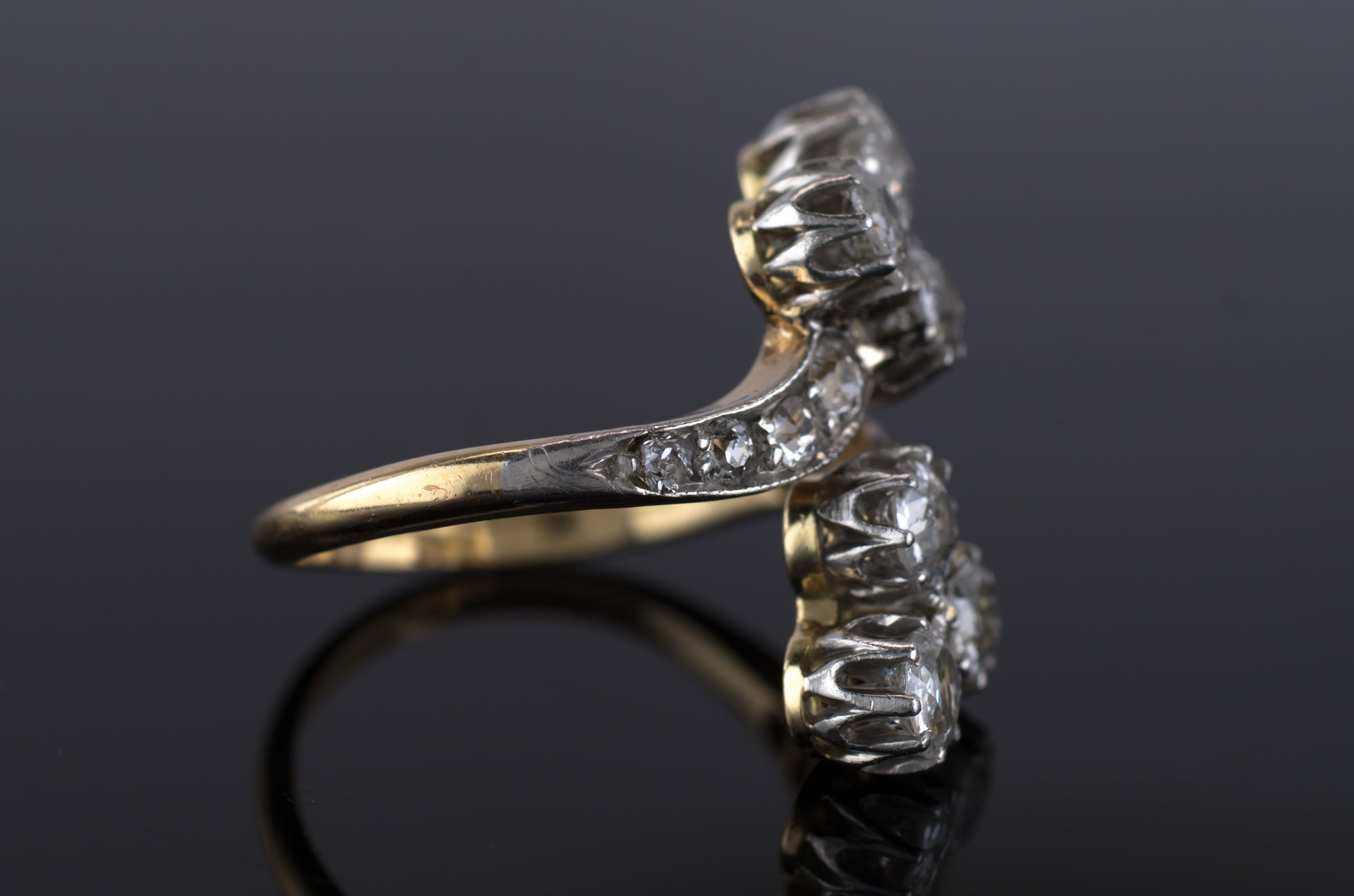1.25CTW PLATINUM OVER GOLD ANTIQUE TOI ET MOI DIAMOND RING - SinCityFinds Jewelry
