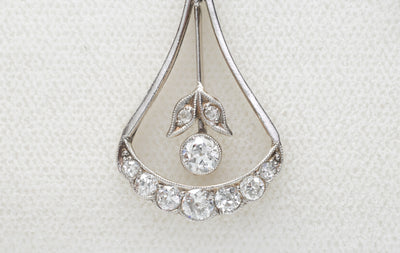 0.85CTW ART NOUVEAU OLD CUT DIAMOND AND PLATINUM LAVALIER NECKLACE - SinCityFinds Jewelry