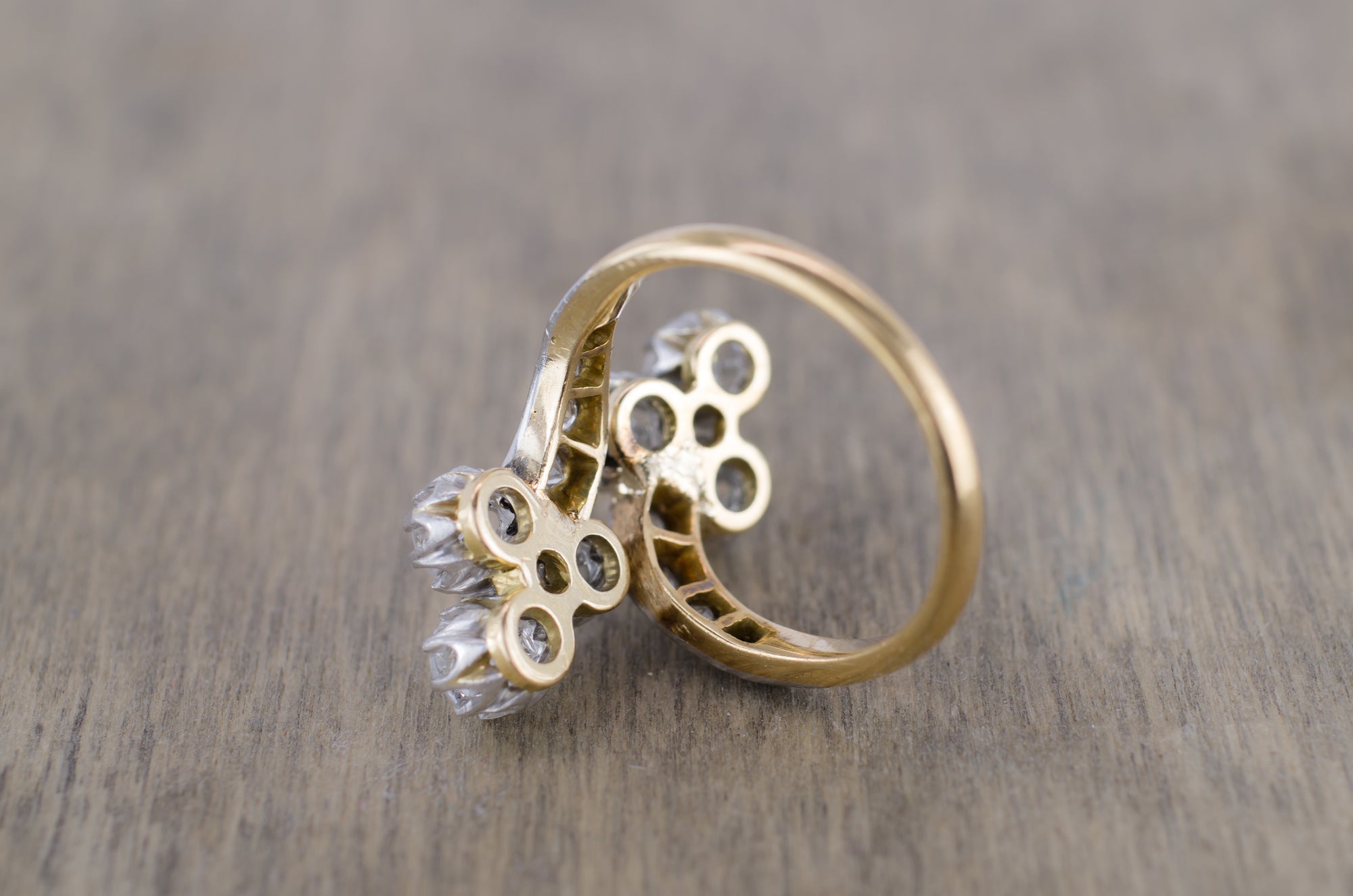 1.25CTW PLATINUM OVER GOLD ANTIQUE TOI ET MOI DIAMOND RING - SinCityFinds Jewelry