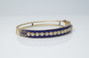 1.5CTW VINTAGE SOLID GOLD, DIAMOND AND ENAMEL BANGLE - SinCityFinds Jewelry