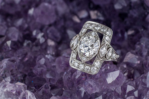 ART DECO DIAMOND RING OEC AND OLD CUT MARQUIS - SinCityFinds Jewelry