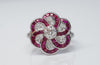 RUBY AND OLD EUROPEAN CUT DIAMOND TARGET RING - SinCityFinds Jewelry