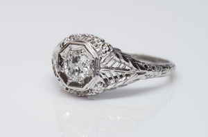 VINTAGE OLD EUROPEAN CUT DIAMOND RING IN WHITE GOLD - SinCityFinds Jewelry