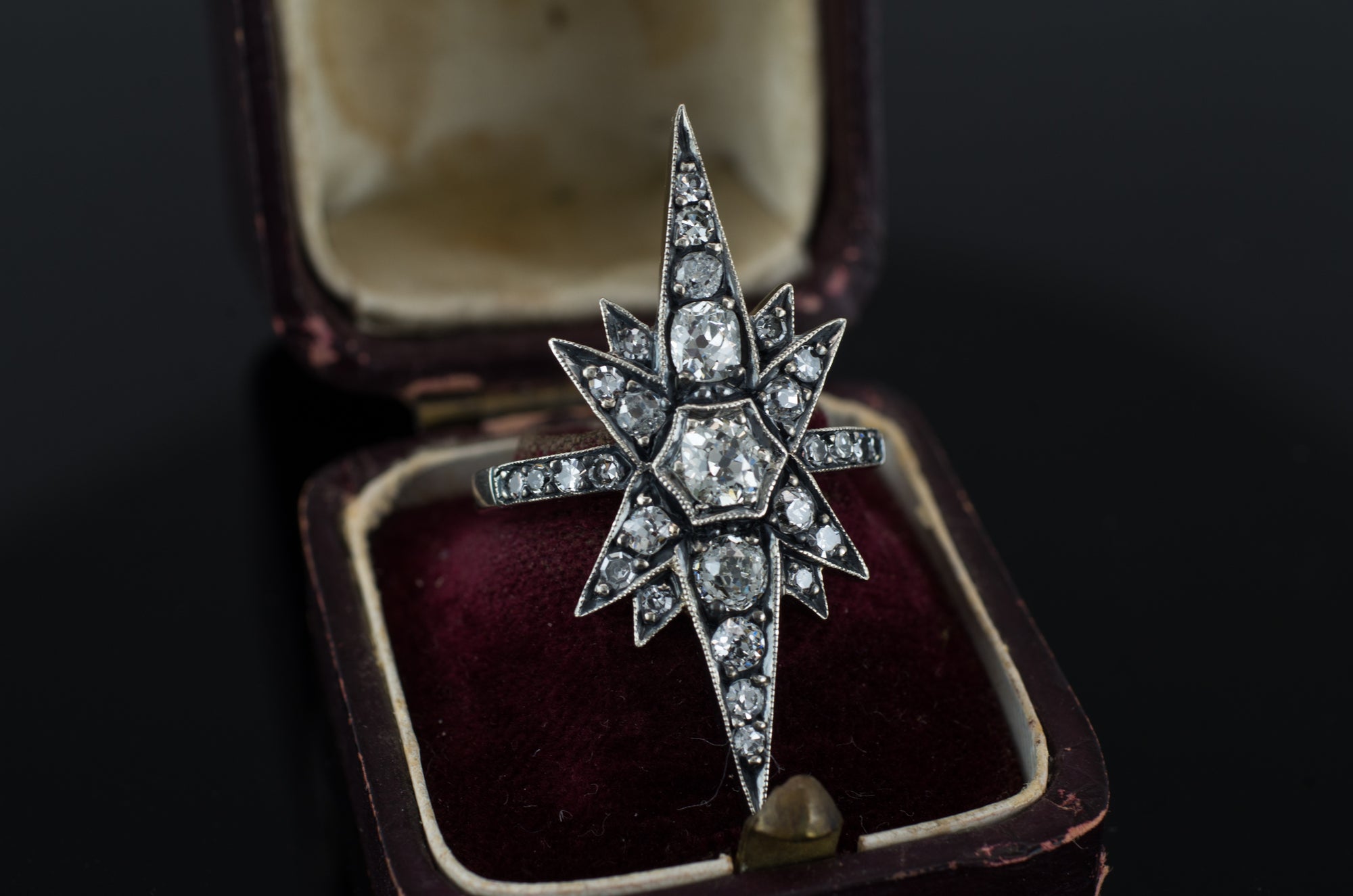 VICTORIAN INSPIRED OLD CUT DIAMOND STAR RING - SinCityFinds Jewelry