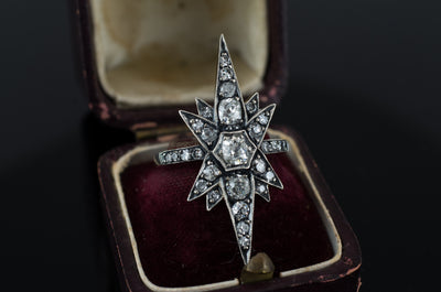 VICTORIAN INSPIRED OLD CUT DIAMOND STAR RING - SinCityFinds Jewelry
