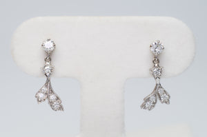 DAINTY VINTAGE GOLD AND PLATINUM DIAMOND EARRINGS - SinCityFinds Jewelry