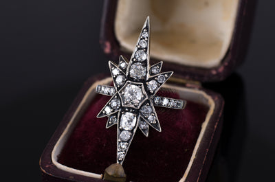 VICTORIAN INSPIRED OLD CUT DIAMOND STAR RING - SinCityFinds Jewelry