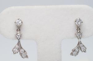 DAINTY VINTAGE GOLD AND PLATINUM DIAMOND EARRINGS - SinCityFinds Jewelry