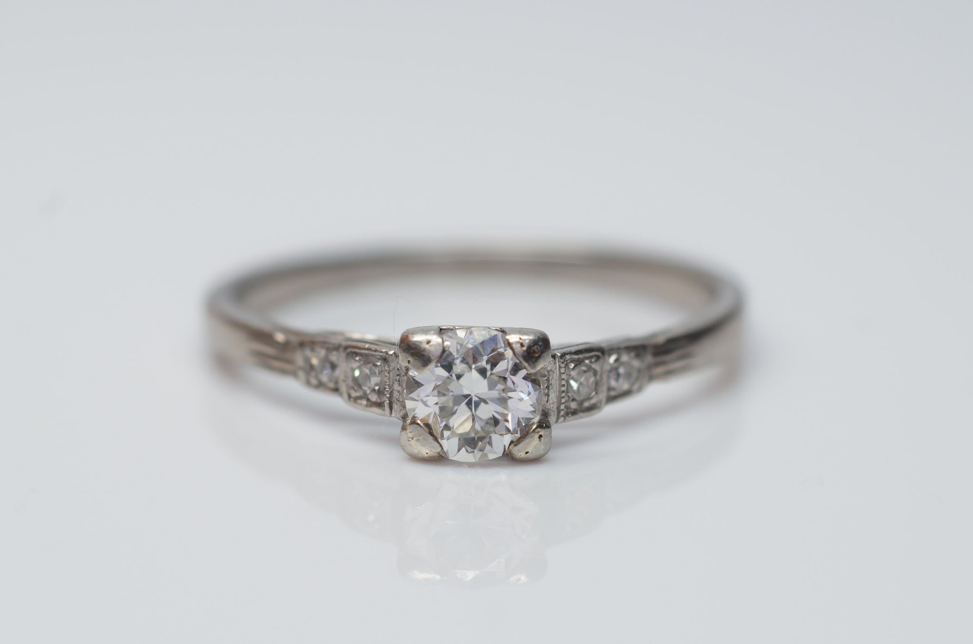 0.45CTW ART DECO OLD EUROPEAN CUT DIAMOND RING - SinCityFinds Jewelry
