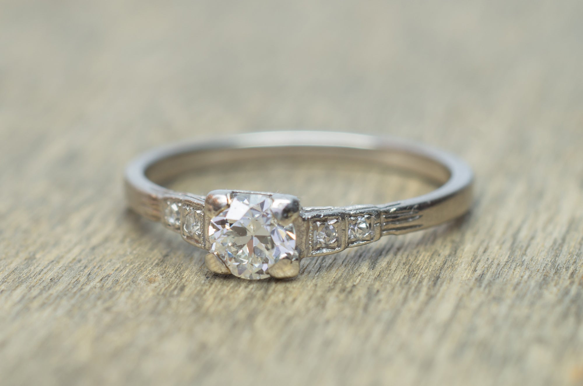 0.45CTW ART DECO OLD EUROPEAN CUT DIAMOND RING - SinCityFinds Jewelry