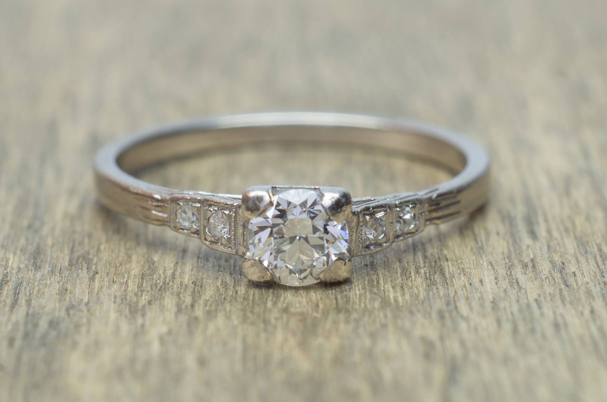 0.45CTW ART DECO OLD EUROPEAN CUT DIAMOND RING - SinCityFinds Jewelry