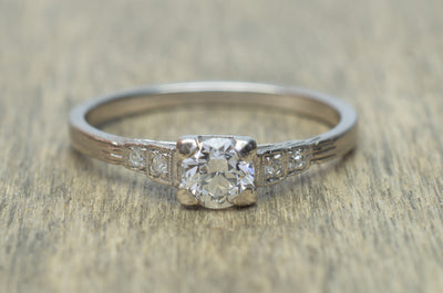 0.45CTW ART DECO OLD EUROPEAN CUT DIAMOND RING - SinCityFinds Jewelry