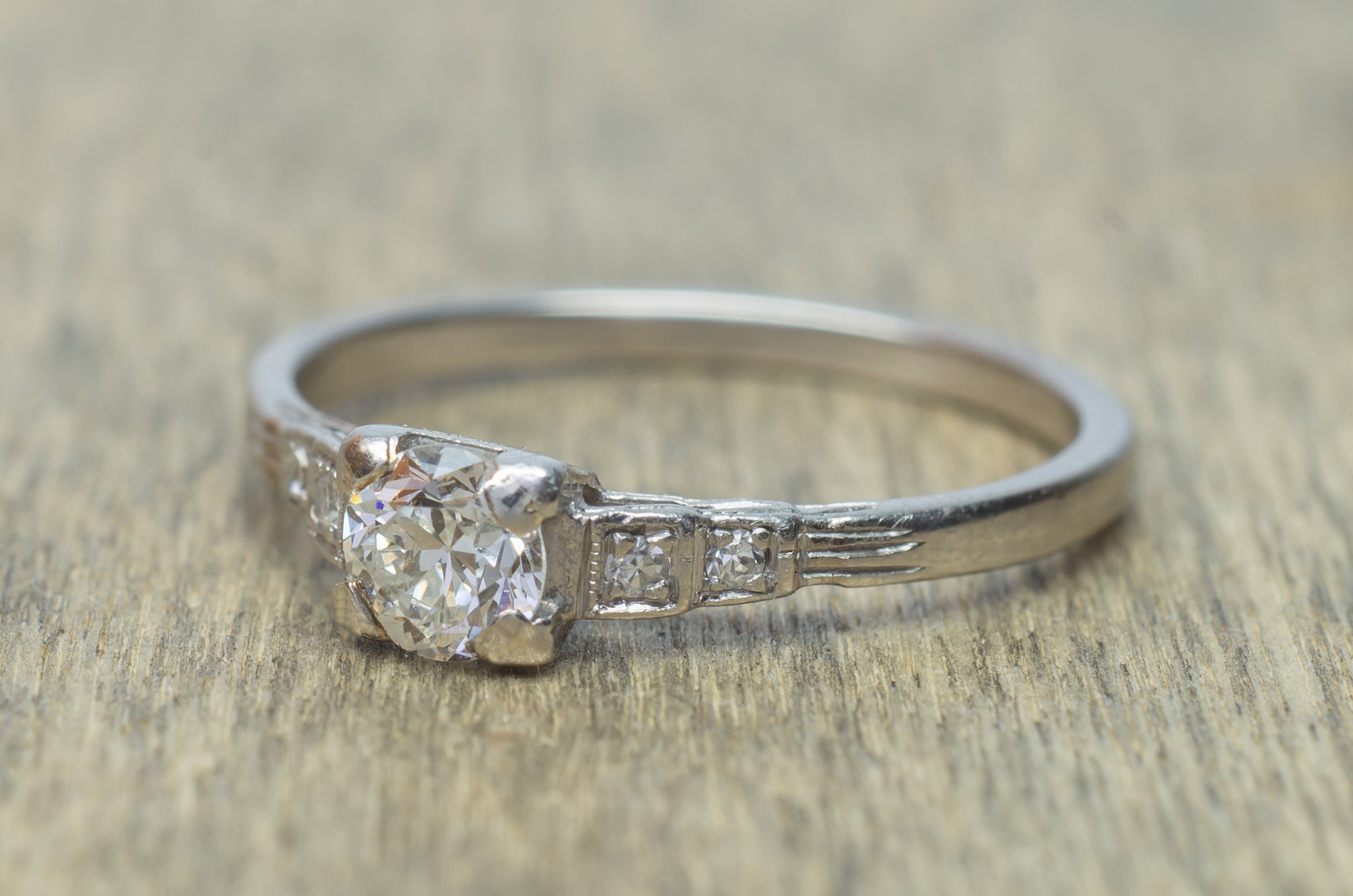 0.45CTW ART DECO OLD EUROPEAN CUT DIAMOND RING - SinCityFinds Jewelry