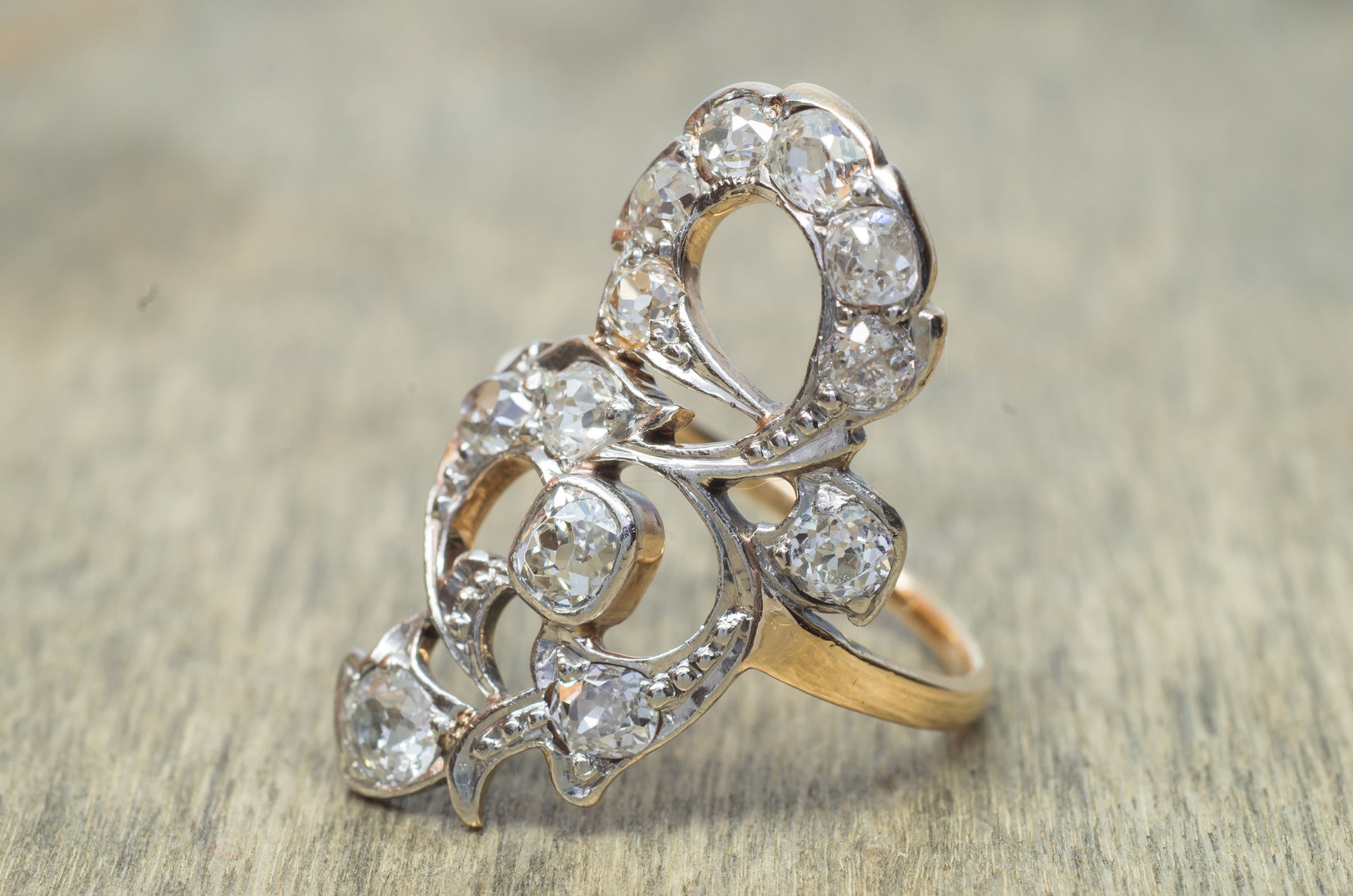 1.80CTW ANTIQUE OLD MINE CUT DIAMOND COCKTAIL RING - SinCityFinds Jewelry