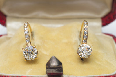 1CTW OLD EUROPEAN CUT DIAMOND EARRINGS - SinCityFinds Jewelry
