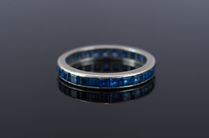 VINTAGE SAPPHIRE ETERNITY RING IN PLATINUM - SinCityFinds Jewelry