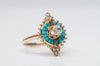 ANTIQUE TURQUOISE AND DIAMOND COCKTAIL RING - SinCityFinds Jewelry