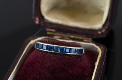 VINTAGE SAPPHIRE ETERNITY RING IN PLATINUM - SinCityFinds Jewelry