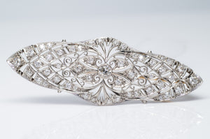 1CTW EDWARDIAN DIAMOND BROOCH IN PLATINUM AND GOLD - SinCityFinds Jewelry