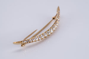 2.7CTW VINTAGE 18K GOLD OEC DIAMOND CRESCENT NECKLACE - SinCityFinds Jewelry