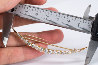 2.7CTW VINTAGE 18K GOLD OEC DIAMOND CRESCENT NECKLACE - SinCityFinds Jewelry