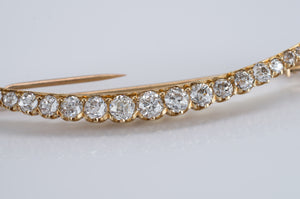 2.7CTW VINTAGE 18K GOLD OEC DIAMOND CRESCENT NECKLACE - SinCityFinds Jewelry