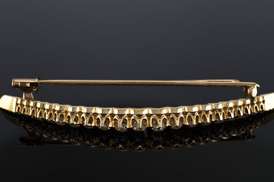 2.7CTW VINTAGE 18K GOLD OEC DIAMOND CRESCENT NECKLACE - SinCityFinds Jewelry