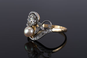 ANTIQUE PEARL AND DIAMOND RING - SinCityFinds Jewelry