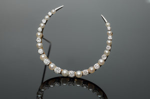 1.16ctw EDWARDIAN OLD EUROPEAN CUT DIAMOND AND PEARL BROOCH - SinCityFinds Jewelry