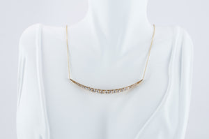 2.7CTW VINTAGE 18K GOLD OEC DIAMOND CRESCENT NECKLACE - SinCityFinds Jewelry