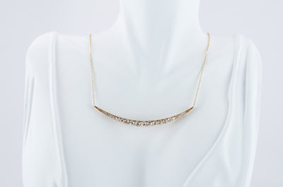 2.7CTW VINTAGE 18K GOLD OEC DIAMOND CRESCENT NECKLACE - SinCityFinds Jewelry
