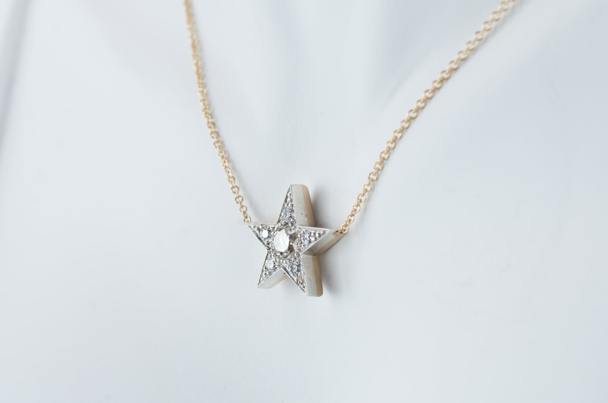 0.60CTW OLD EUROPEAN CUT DIAMOND STAR PENDANT - SinCityFinds Jewelry