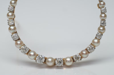 1.16ctw EDWARDIAN OLD EUROPEAN CUT DIAMOND AND PEARL BROOCH - SinCityFinds Jewelry