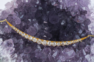 2.7CTW VINTAGE 18K GOLD OEC DIAMOND CRESCENT NECKLACE - SinCityFinds Jewelry