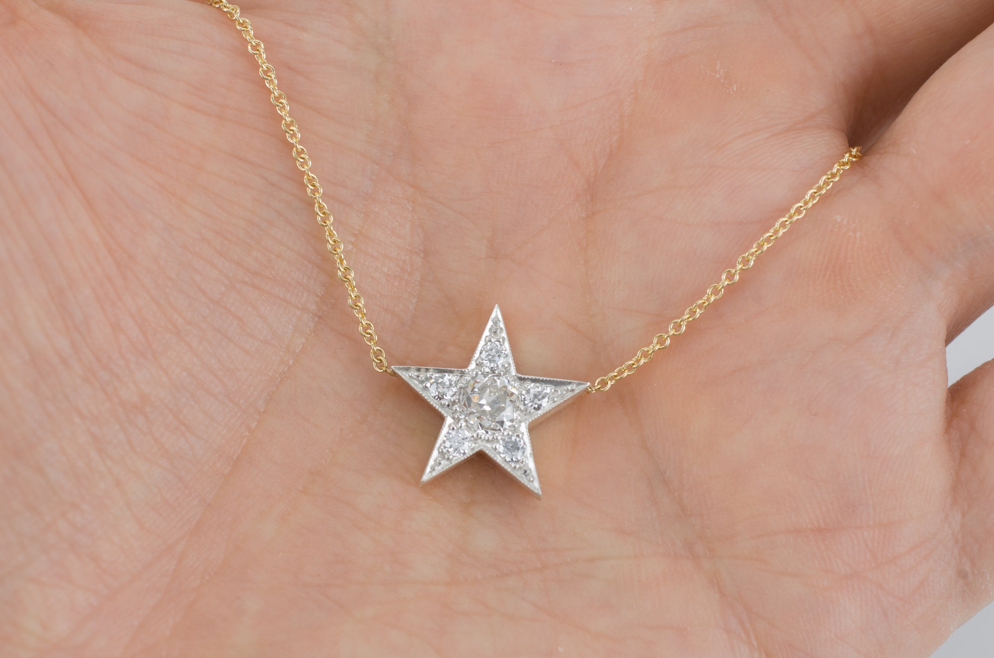 0.60CTW OLD EUROPEAN CUT DIAMOND STAR PENDANT - SinCityFinds Jewelry