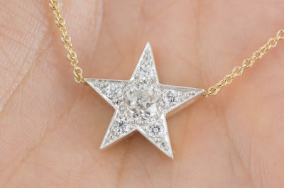 0.60CTW OLD EUROPEAN CUT DIAMOND STAR PENDANT - SinCityFinds Jewelry