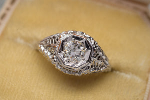 VINTAGE OLD EUROPEAN CUT DIAMOND RING IN WHITE GOLD - SinCityFinds Jewelry