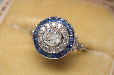 DIAMOND AND SAPPHIRE TARGET RING - SinCityFinds Jewelry