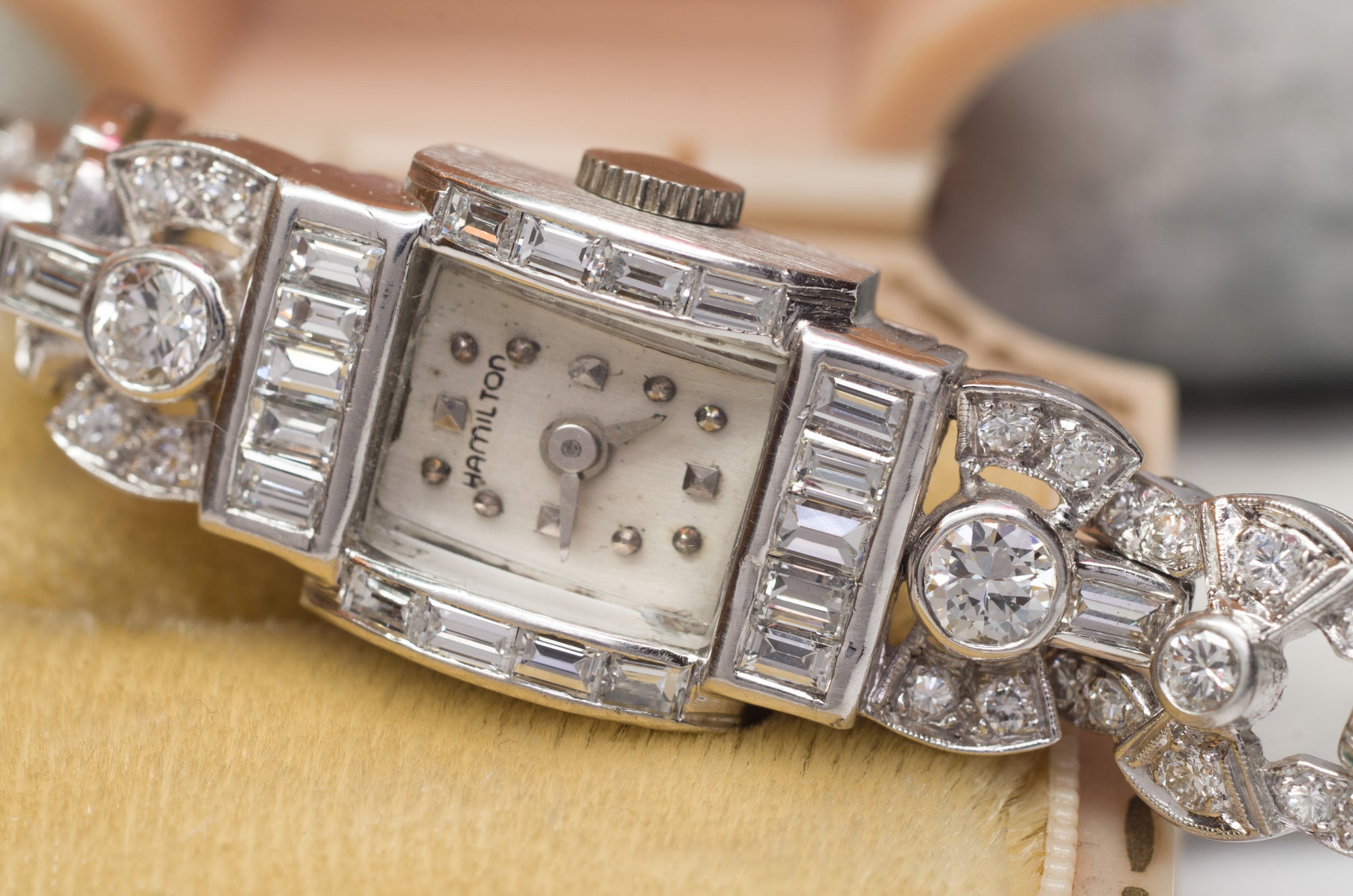 2.50CTW ART DECO HAMILTON  DIAMOND WRISTWATCH - SinCityFinds Jewelry