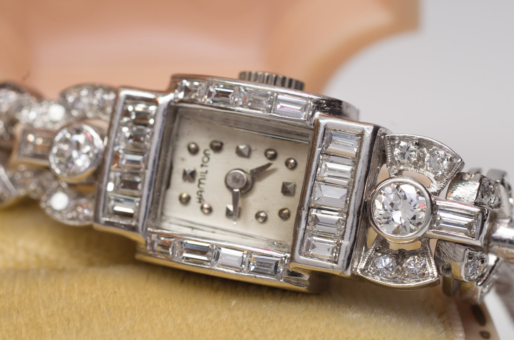 2.50CTW ART DECO HAMILTON  DIAMOND WRISTWATCH - SinCityFinds Jewelry