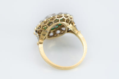 2.9CTW EMERALD AND OLD MINE CUT TARGET RING - SinCityFinds Jewelry